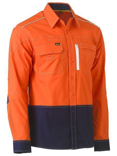 Bisley Workwear Work Wear Orange/Navy / XS Bisley FLX & MOVE™ HI VIS UTILITY SHIRT BS6177